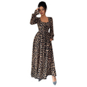 Femke’s - Vrouwen Luipaardprint Longsleeve Maxi Jurk
