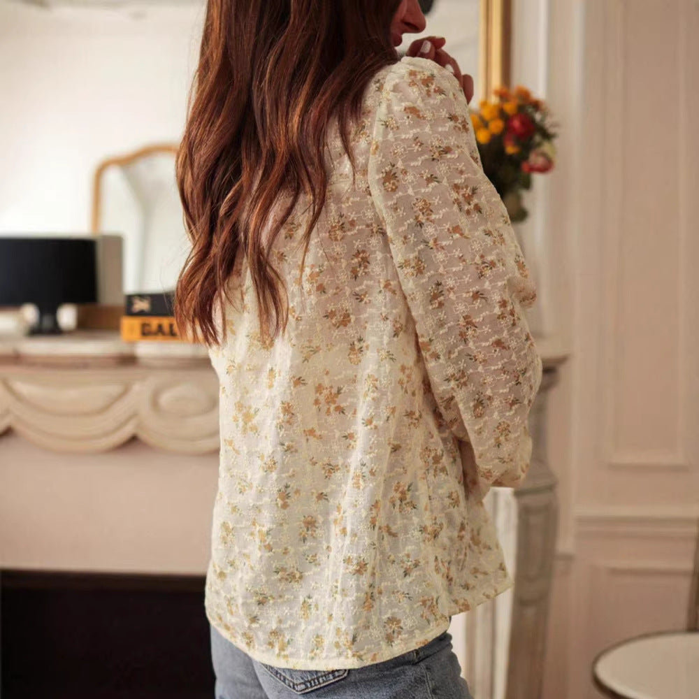Luna’s - Vrouwen Kanten Panel Bedrukte Blouse