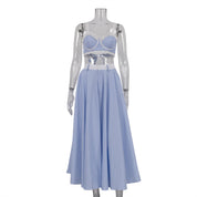 Noor’s - Vrouwen Tweedelige Set Kanten Top met Bandjes & Hoge Taille Zwierige Rok