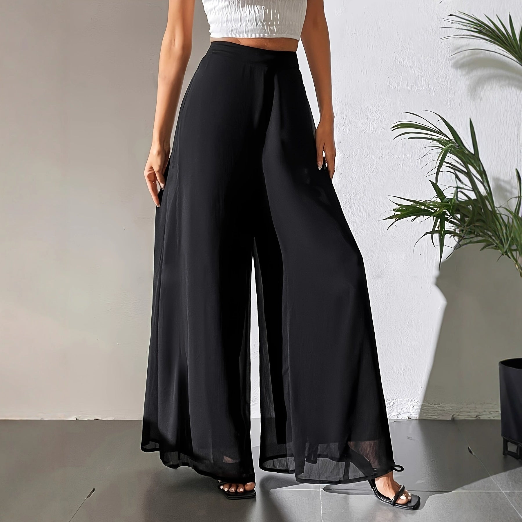 Yara’s - Vrouwen Luchtige Chiffon Wijde Broek