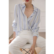 Luna’s - Vrouwen Contrasterende Verticale Gestreepte Blouse