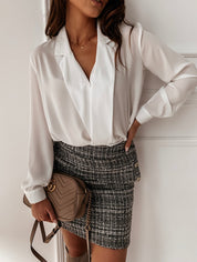 Sandi’s - Vrouwen Effen V-Hals Longsleeve Top