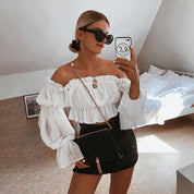 Emma’s - Vrouwen Ruches Longsleeve Blouse met Mesh
