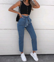Hoge Taille  Gewassen Denim Jeans Voor Vrouwen