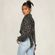 Nina’s - Vrouwen Bedrukte Longsleeve Top met Strikdetail