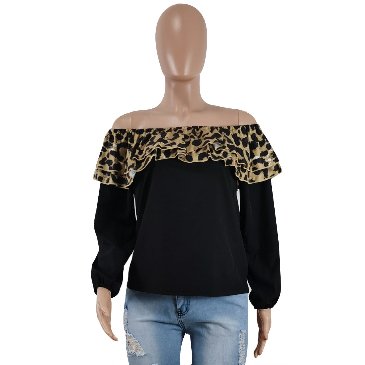 Romy’s - Vrouwen Luipaardprint Off-Shoulder Top