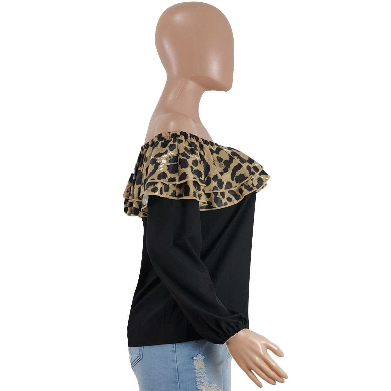 Romy’s - Vrouwen Luipaardprint Off-Shoulder Top