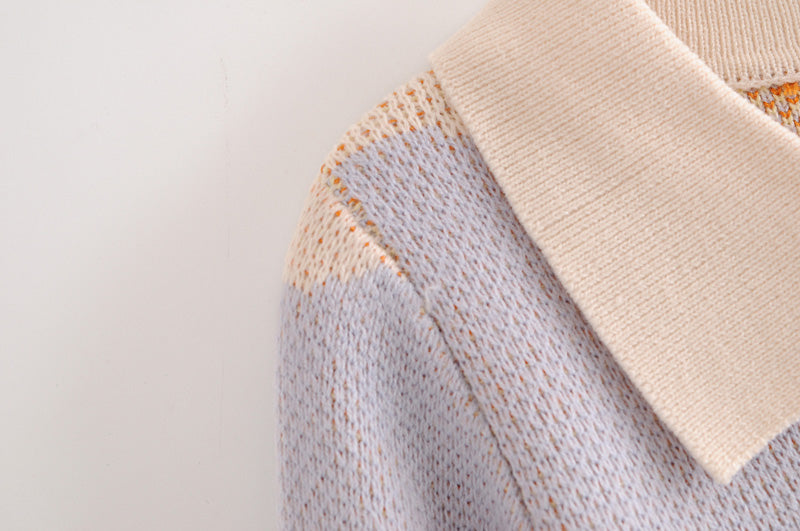 Nina’s - Vrouwen Frans Retro Kort Gebreid Vest met Reverskraag