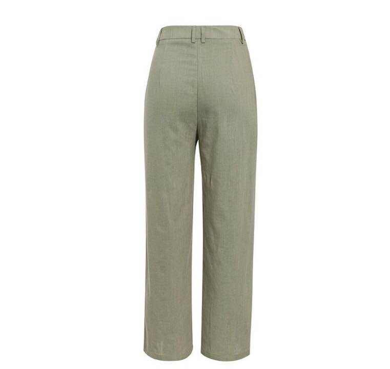 Tess’s - Vrouwen Effen Slim Broek met Knopen
