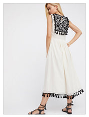 Zoë’s - Vrouwen Geborduurde Boho Franjes Mouwloze Jurk