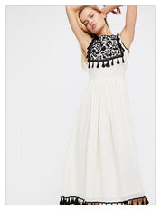Zoë’s - Vrouwen Geborduurde Boho Franjes Mouwloze Jurk