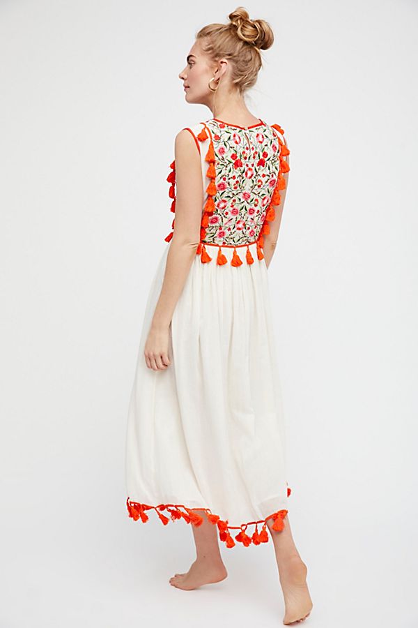 Zoë’s - Vrouwen Geborduurde Boho Franjes Mouwloze Jurk