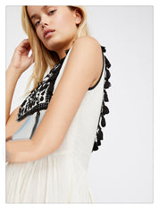 Zoë’s - Vrouwen Geborduurde Boho Franjes Mouwloze Jurk