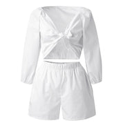 Luna’s - Vrouwen Tweedelige Set Top & Elastische Shorts met Wijde Pijp