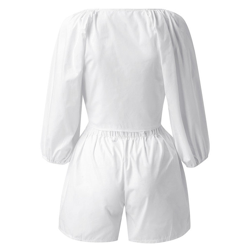 Luna’s - Vrouwen Tweedelige Set Top & Elastische Shorts met Wijde Pijp