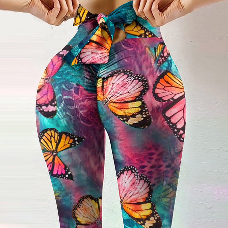 Leggings met vlinderprint in kleurrijke tinten vooraanzicht