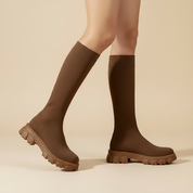 LaBellaa's Knit Laarzen: Comfortabele Kniehoge Laarzen met Dikke Zool