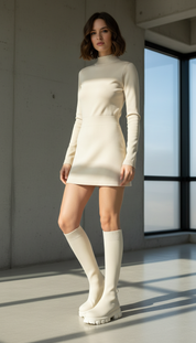 LaBellaa's Knit Laarzen: Comfortabele Kniehoge Laarzen met Dikke Zool