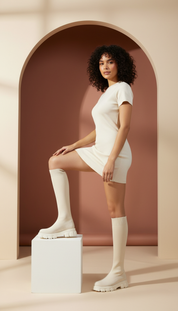 LaBellaa's Knit Laarzen: Comfortabele Kniehoge Laarzen met Dikke Zool