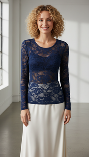 LaBellaa's Elegante Kantentop met V-hals voor Dames