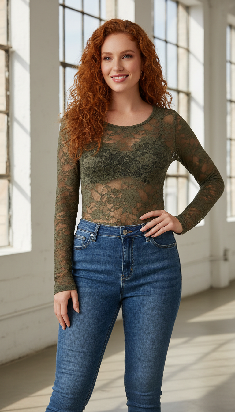 LaBellaa's Elegante Kantentop met V-hals voor Dames