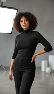 LaBellaa's Klassieke Slim Fit Col - Zwart