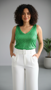 LaBellaa's Schitterende Pailletten Tanktop voor Feestelijke Avonden