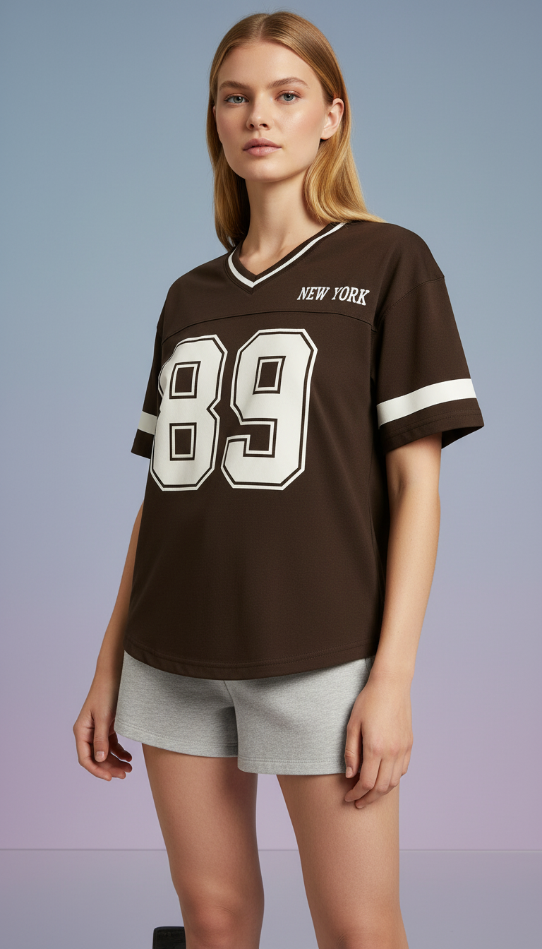 LaBellaa's '89' V-hals T-shirt - Relaxed Sporty Stijl