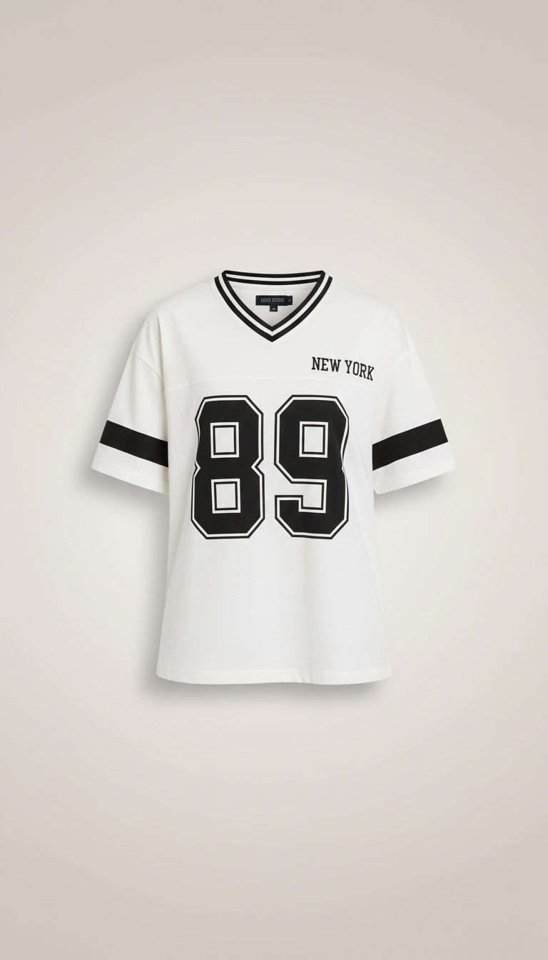 LaBellaa's '89' V-hals T-shirt - Relaxed Sporty Stijl