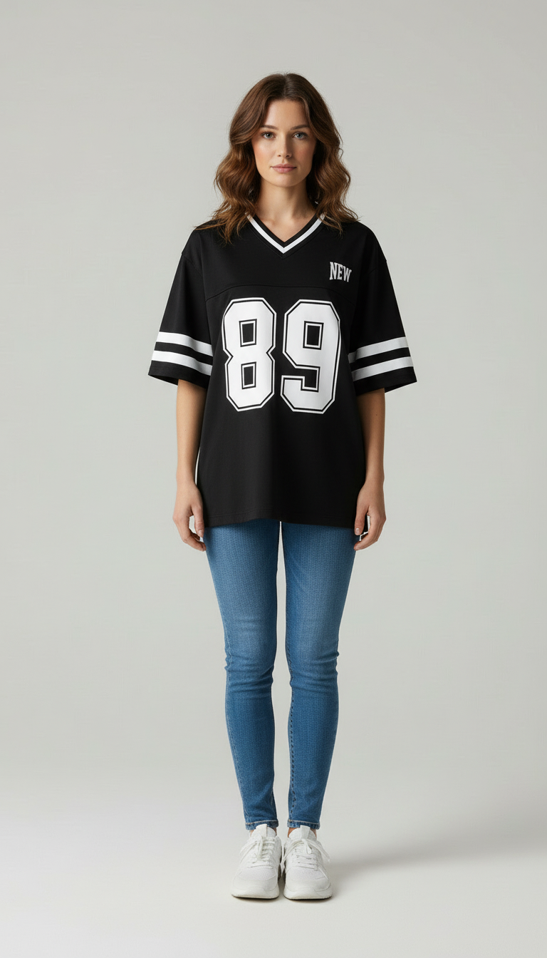 LaBellaa's '89' V-hals T-shirt - Relaxed Sporty Stijl