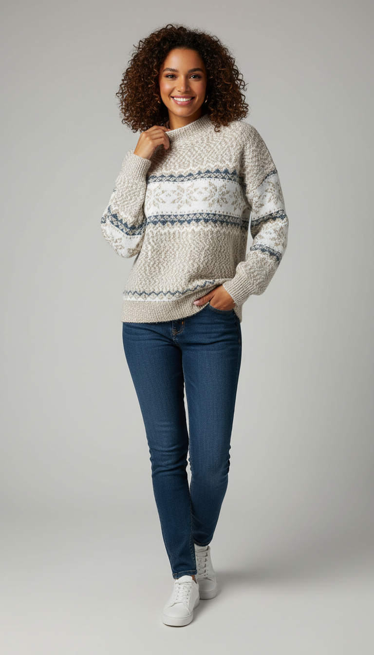 LaBellaa's - Elegante Dames Gebreide Fair Isle Pullover