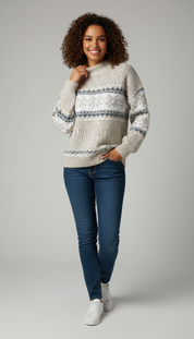 LaBellaa's - Elegante Dames Gebreide Fair Isle Pullover
