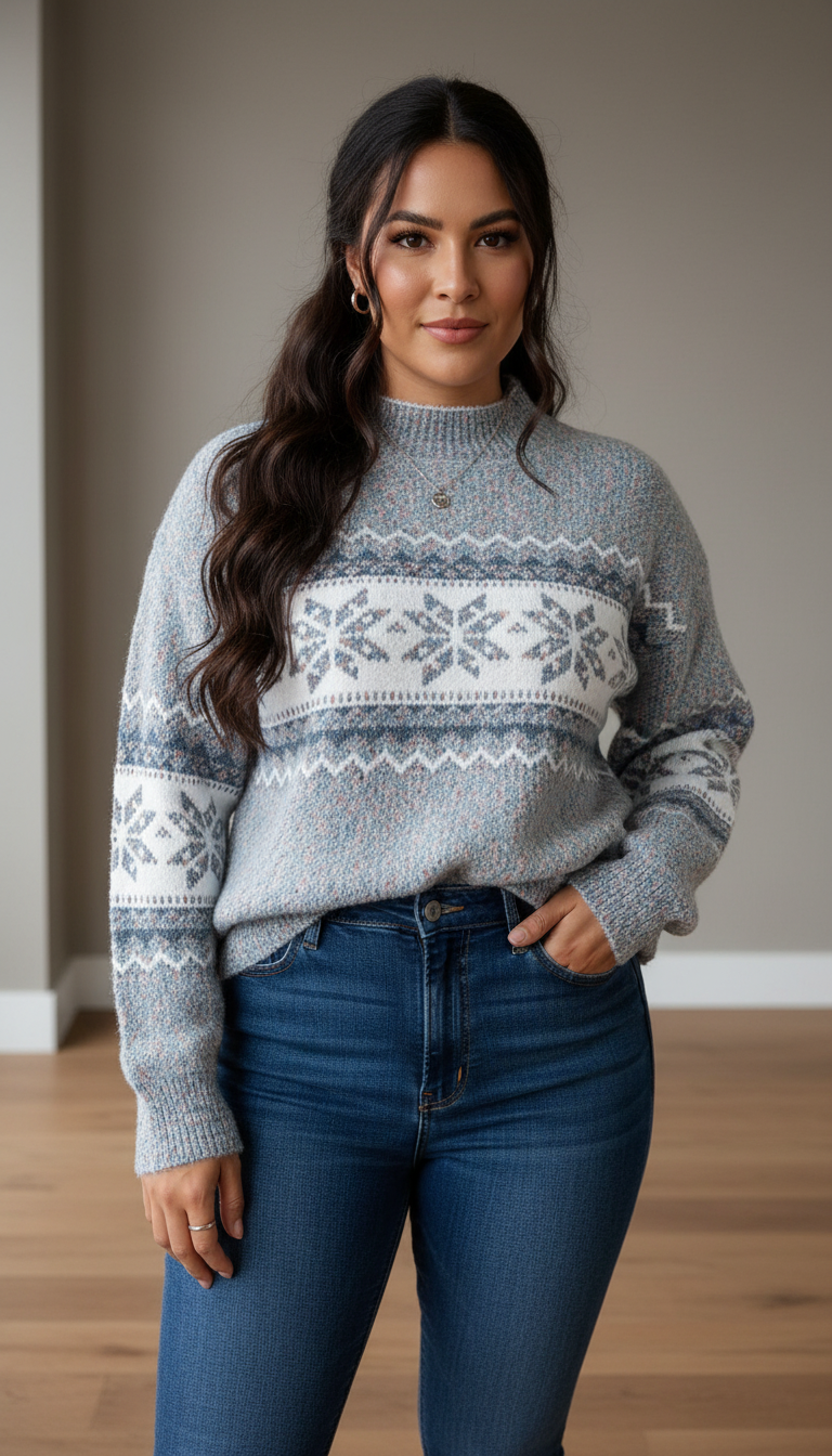 LaBellaa's - Elegante Dames Gebreide Fair Isle Pullover