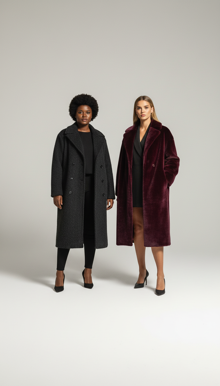Majestic's - Elegante Vrouwen Faux Fur Lange Jas