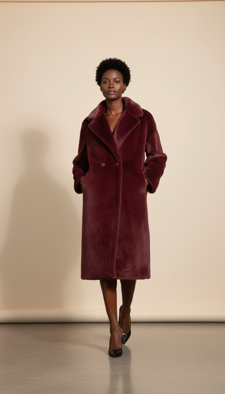 Majestic's - Elegante Vrouwen Faux Fur Lange Jas