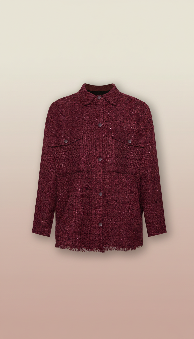 LaBellaa's - Moderne Vrouw Tweed Knoopsluiting Shacket