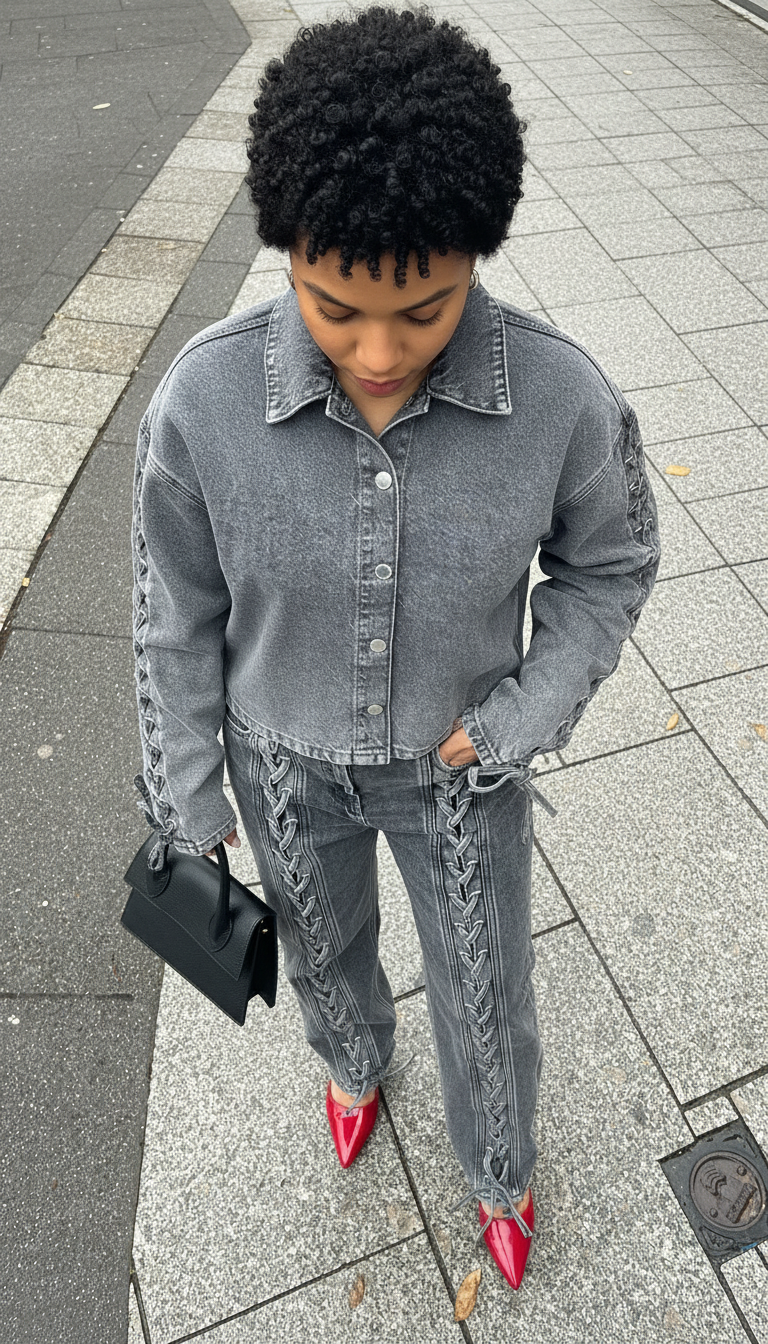 Urban Edge - Hedendaagse Vrouwen Denim Veterjack
