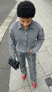 Urban Edge - Hedendaagse Vrouwen Denim Veterjack