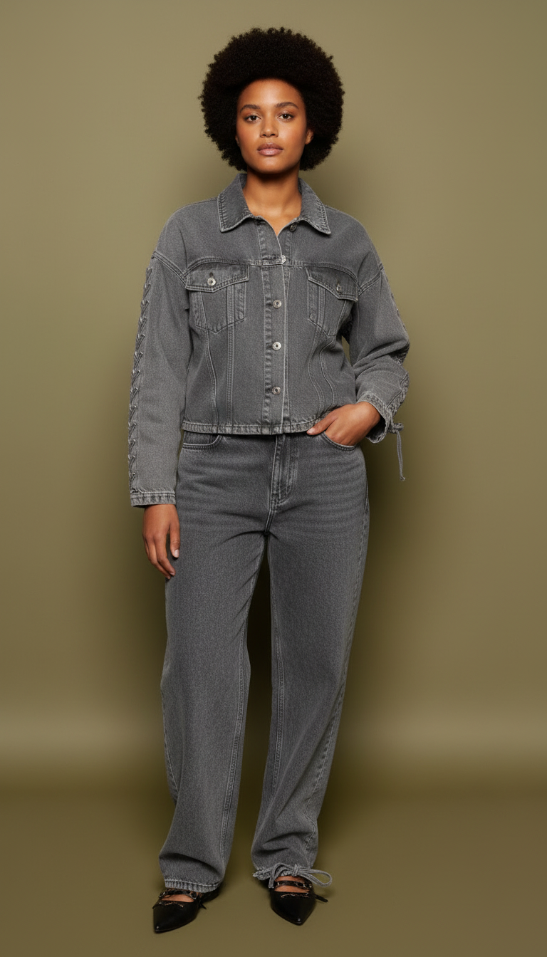 Urban Edge - Hedendaagse Vrouwen Denim Veterjack