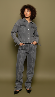 Urban Edge - Hedendaagse Vrouwen Denim Veterjack