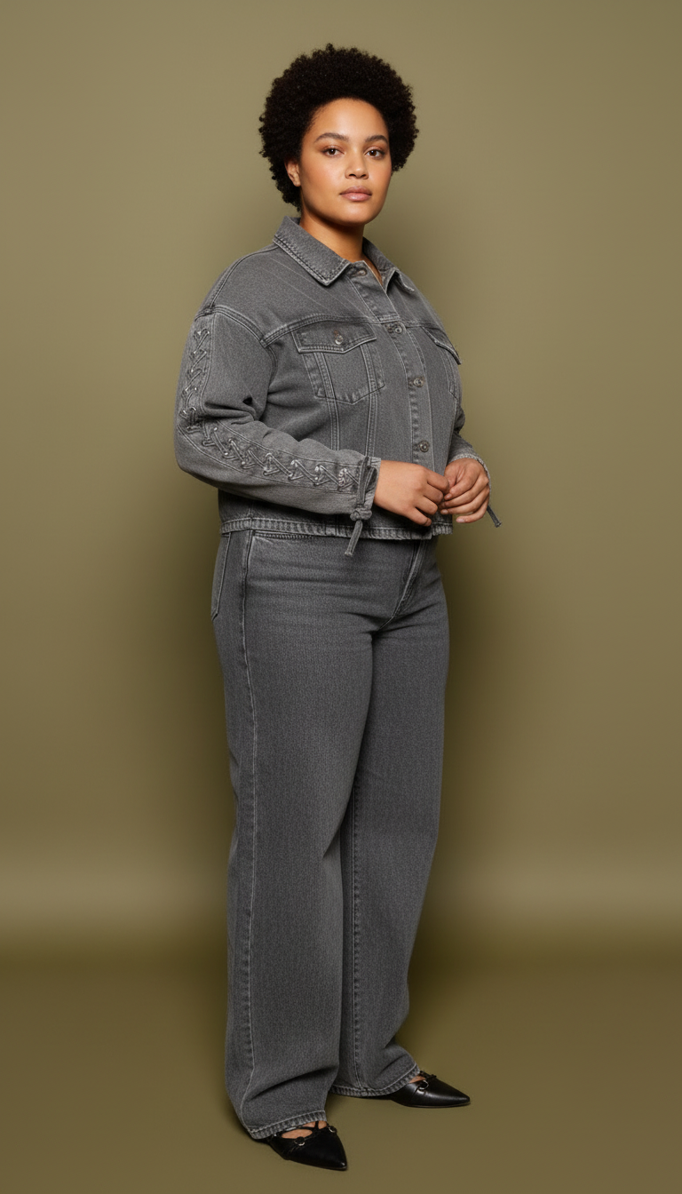 Urban Edge - Hedendaagse Vrouwen Denim Veterjack