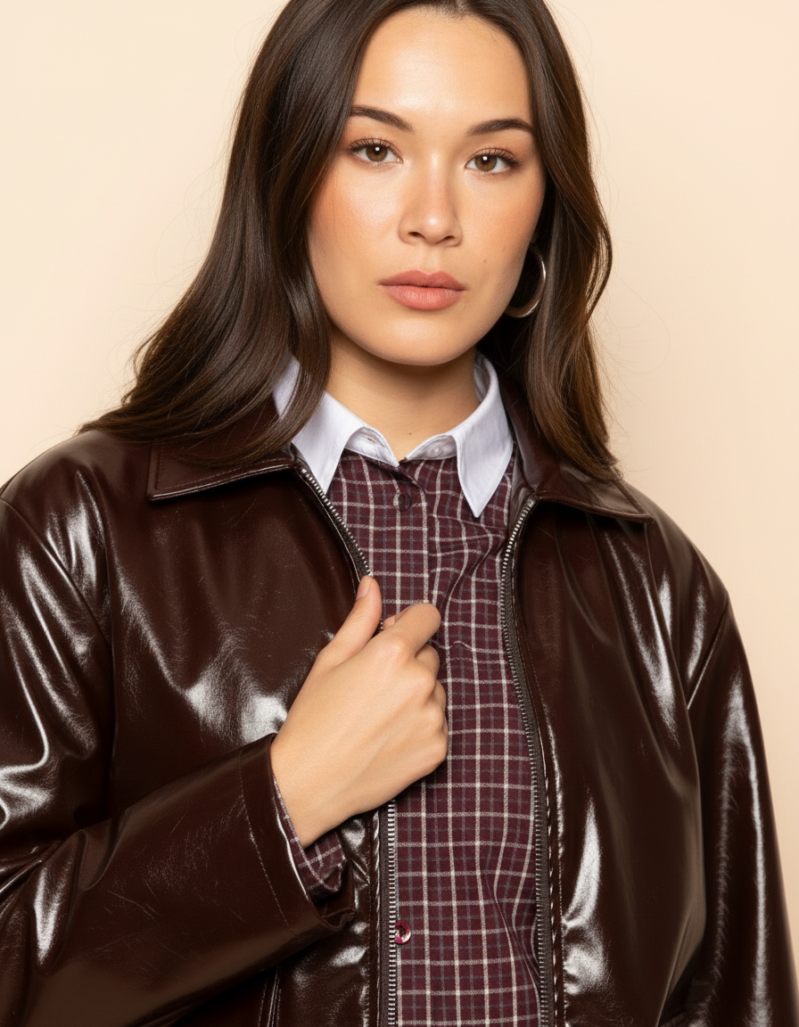 Rebel's Edge - Moderne Vrouwen Glanzende Bomberjack