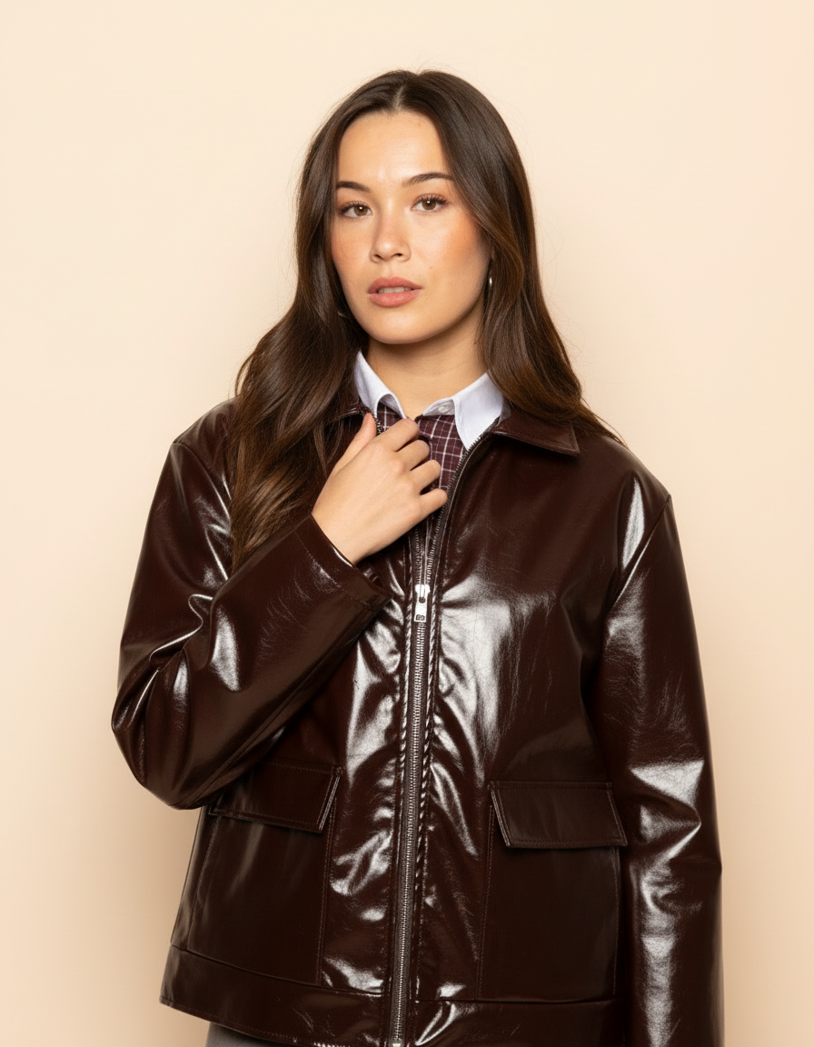 Rebel's Edge - Moderne Vrouwen Glanzende Bomberjack