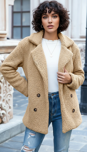 Harper's - Dames Teddybeer Fleece Stof Jas