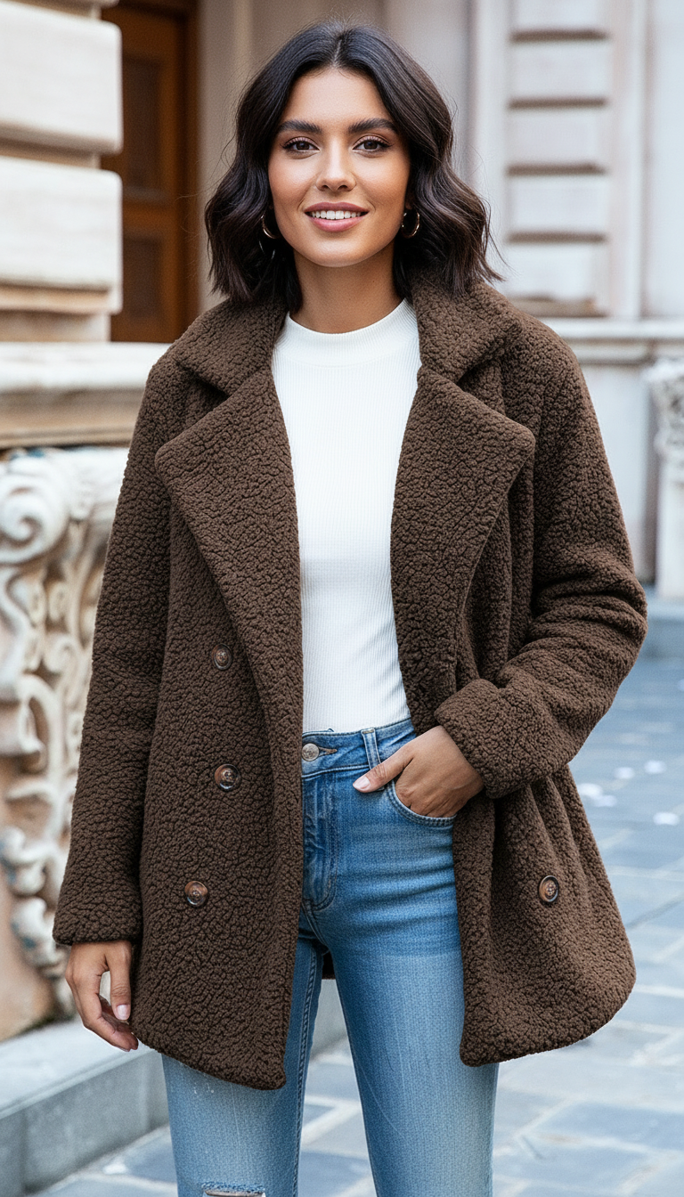 Harper's - Dames Teddybeer Fleece Stof Jas
