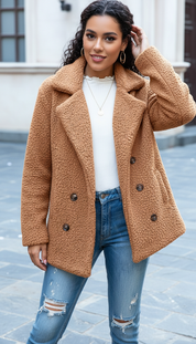 Harper's - Dames Teddybeer Fleece Stof Jas