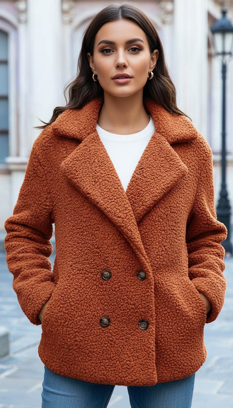 Harper's - Dames Teddybeer Fleece Stof Jas
