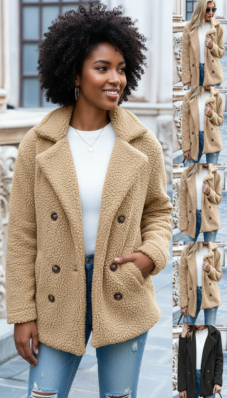 Harper's - Dames Teddybeer Fleece Stof Jas
