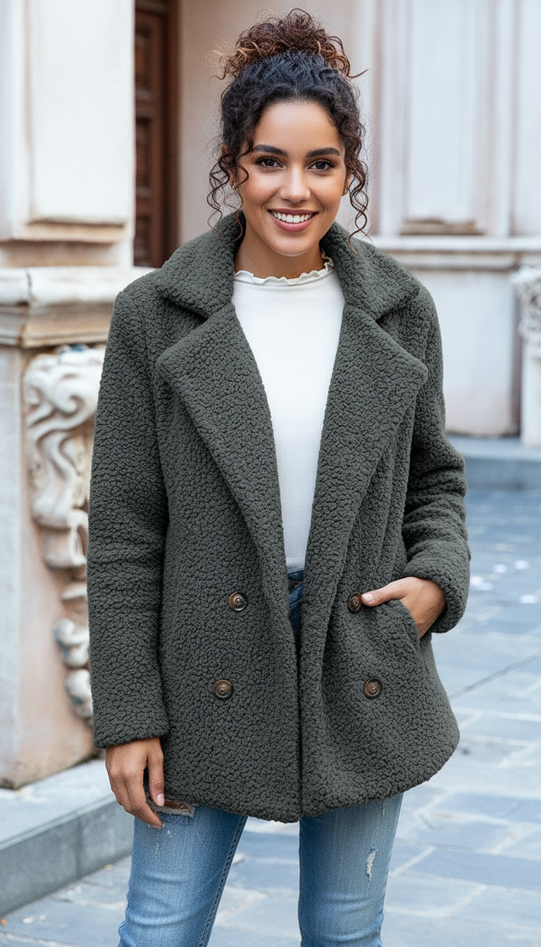 Harper's - Dames Teddybeer Fleece Stof Jas