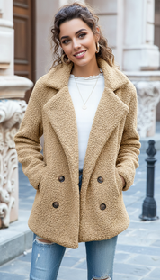 Harper's - Dames Teddybeer Fleece Stof Jas
